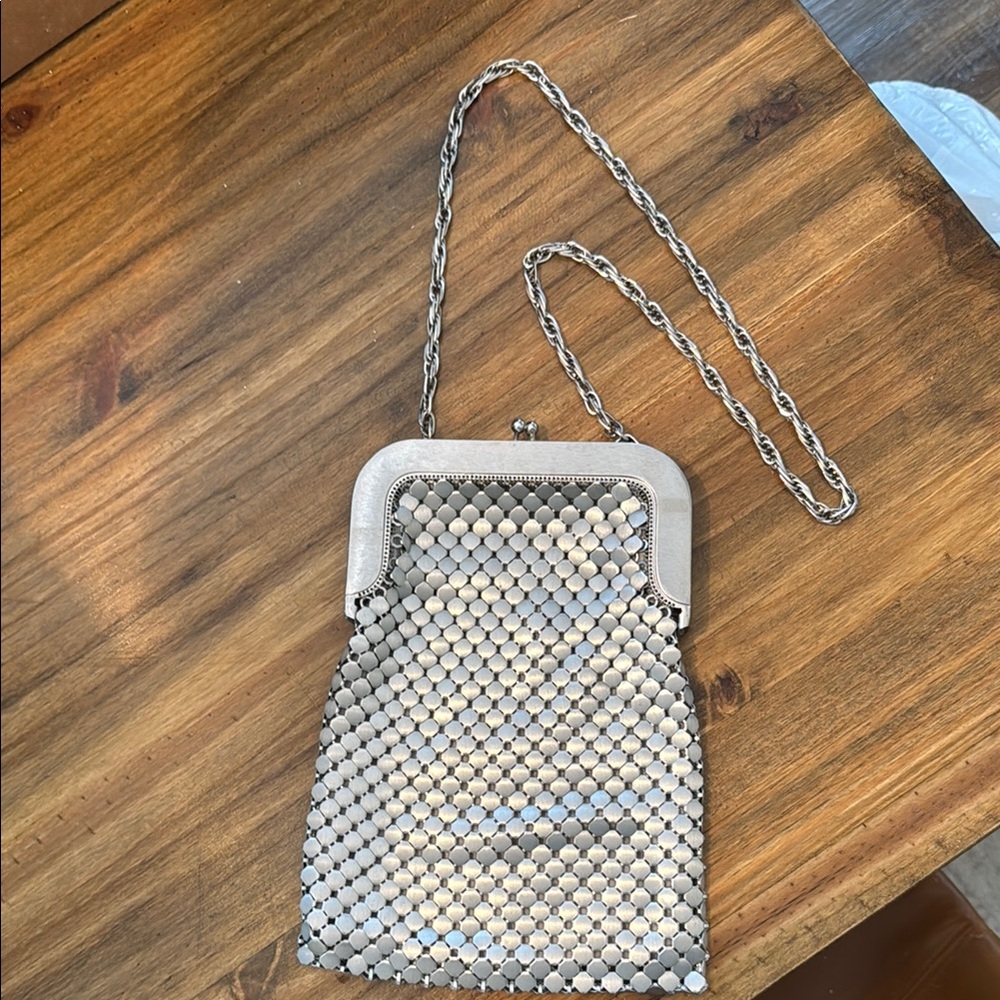 Whiting & Davis Silver Mesh Clutch with Chain Strap